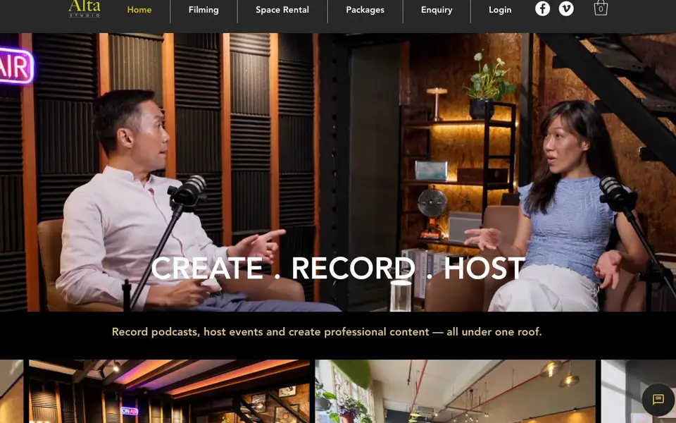 Alta Studio website homepage, 4 Oct 2026