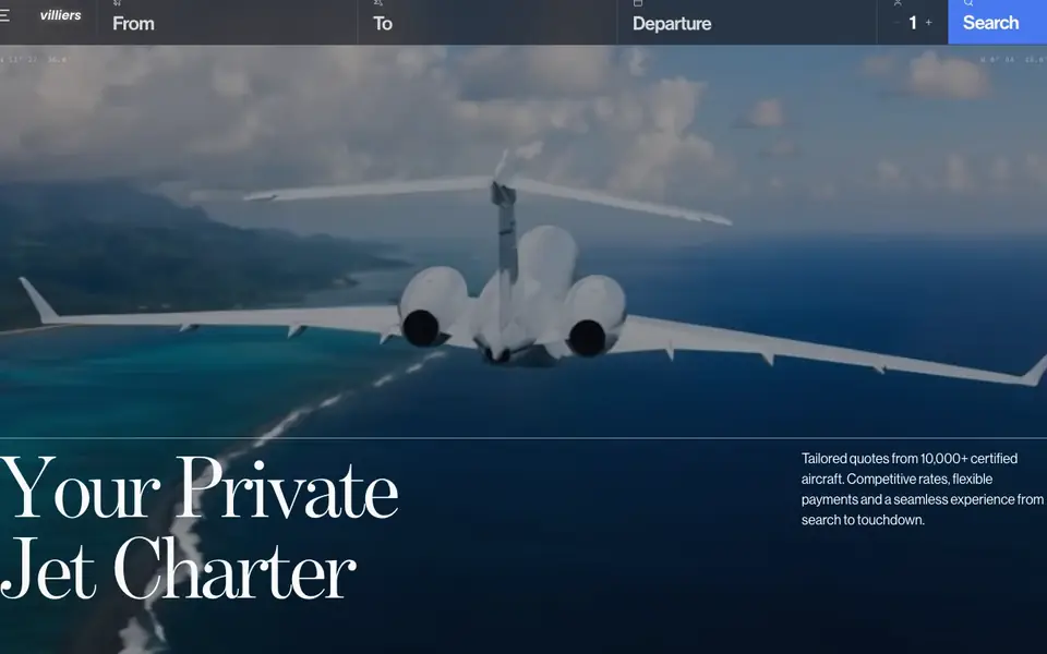 Villiers Jets website homepage, 4 Oct 2026